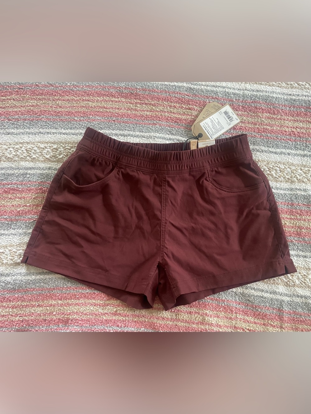 PrAna Halle E-Waist Short II Womens 12 Large NWT Maroon Brown 🍁